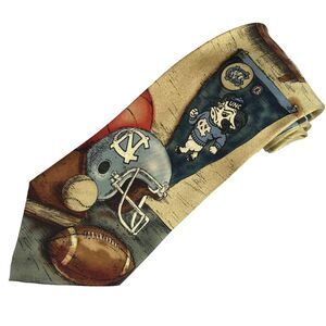 Vtg UNC Tarheels Neck Tie Graphic Sports  Silk 56L x 4W NCAA‎ Offical Nostalgia